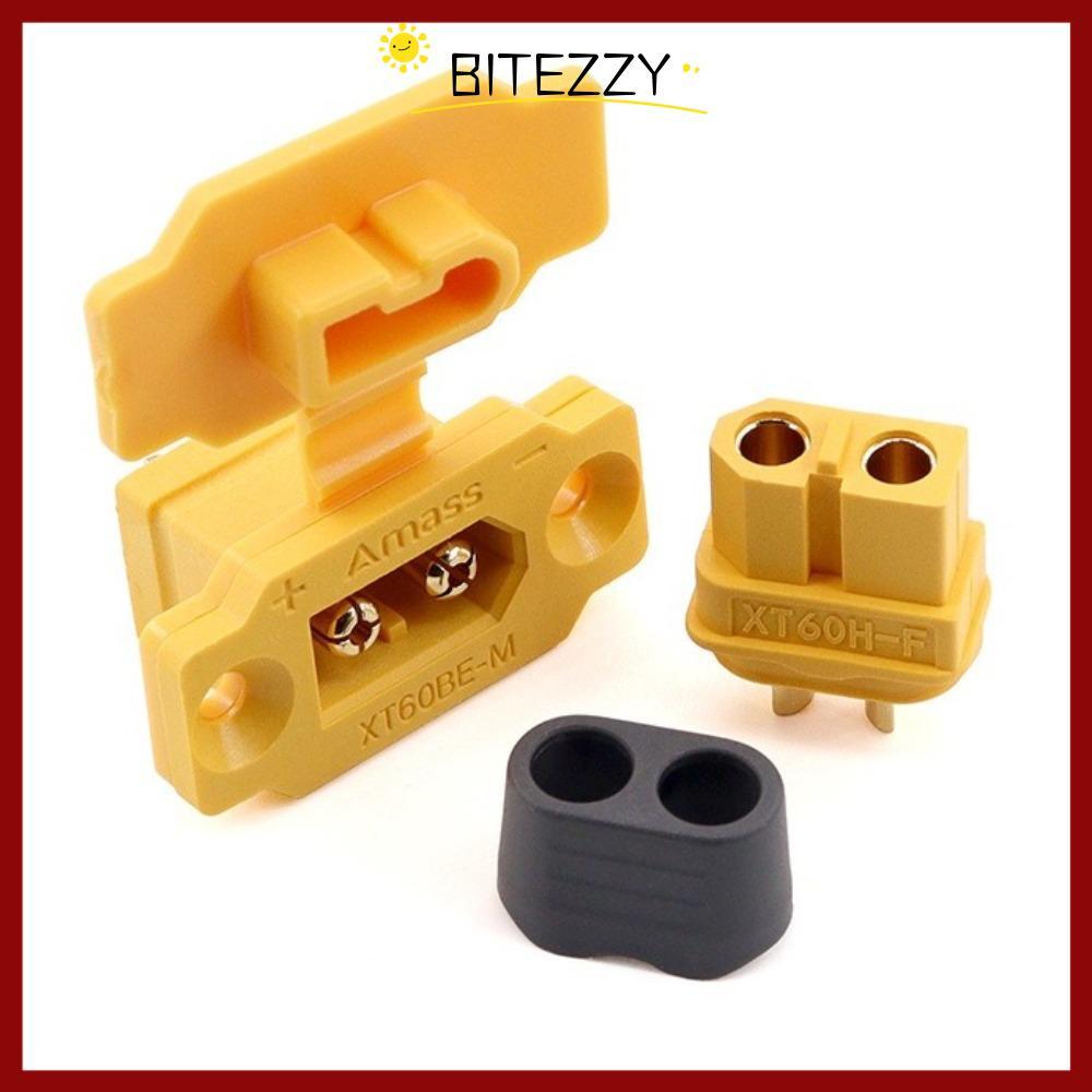 in stockBITEZZY XT60BE ปลั๊กชาย, แบบพกพา Amass XT60BE-MF Connector, พร้อมฝาครอบสีดําสีเหลือง East สามารถติดตั้งปลั๊กหญิงสําหรับ RC FPV Motor ESC