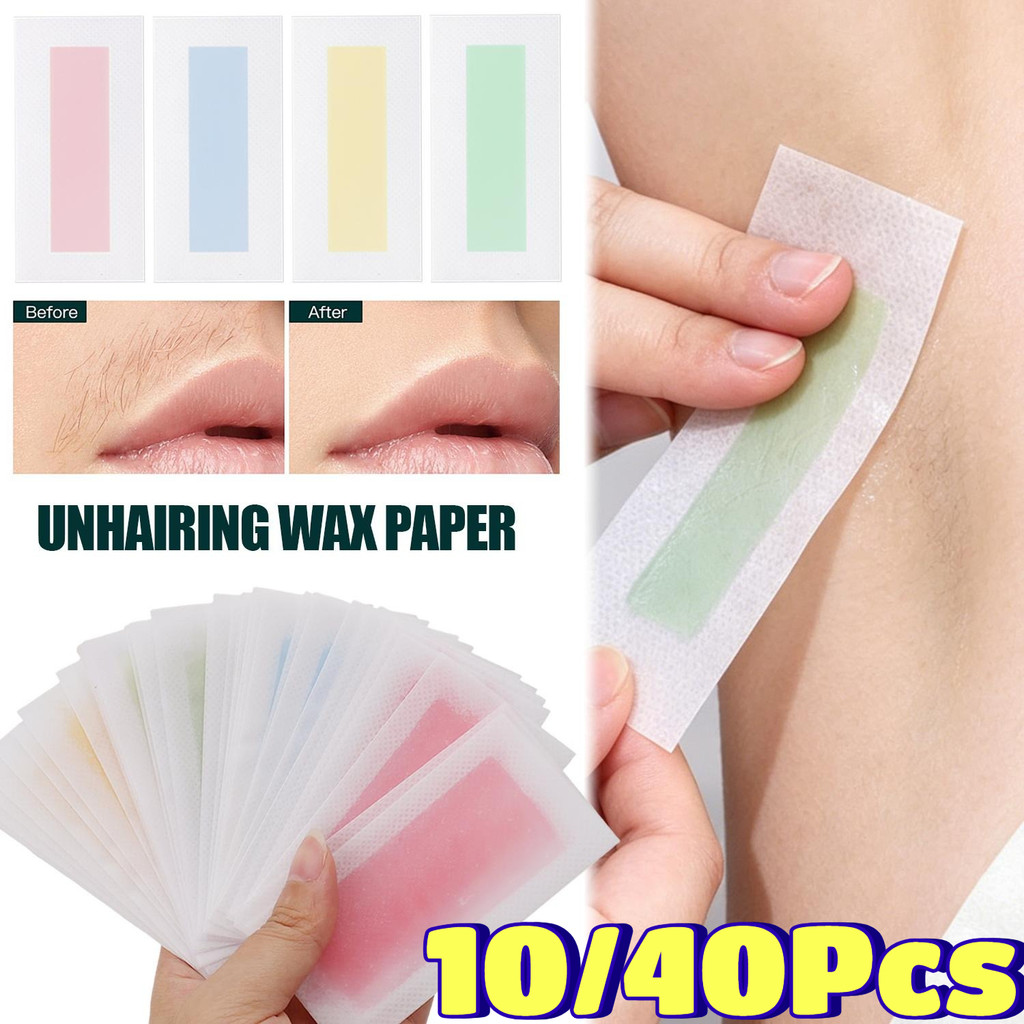 Unisex Facial Lip Underarm Hair Removal Wax Strips- Natural Mild Easy Tear Less Pain Body Hair Remover กระดาษกําจัดขน