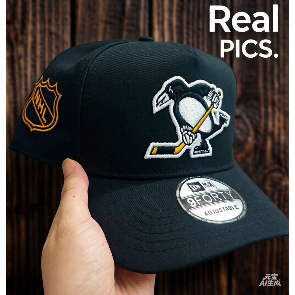 NEW ERA 9FORTY A-FRAME PITTSBURGH PENGUINS NHL LOGO PATCH SNAPBACK HAT multi-color ปักกลางแจ้ง casua