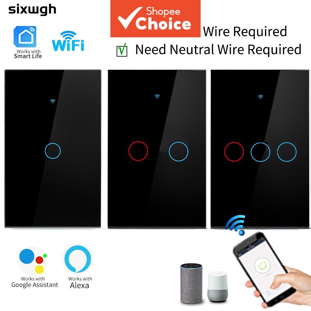Tuya WiFi Touch Switch RF 433 สวิตช์ผนังไม่มี Neutral Works พร้อม Alexa
