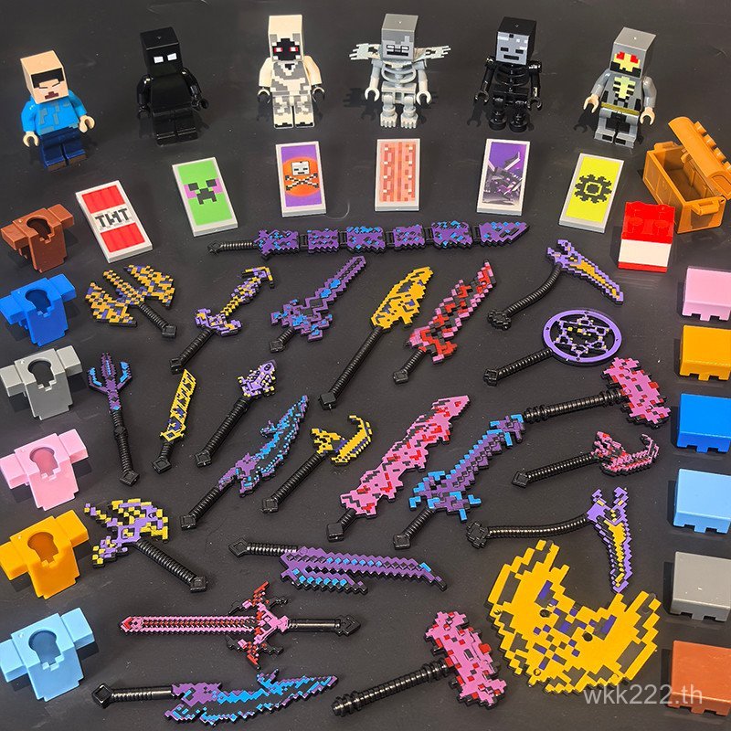 เหมาะสําหรับ Minecraft Building Blocks Minifigure Weapon Diamond Sword HIM Entity 303 Skeleton Chara
