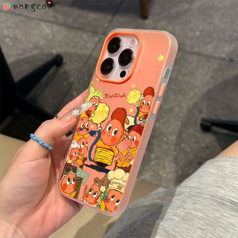 สําหรับ Vivo V60 V50 V50E V40 V30 V29 Lite Pro 5G 4G เคสโทรศัพท์ 2 ใน 1 Double Layered น่ารักสีส้มรอ