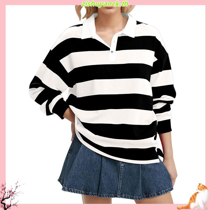 PTPL479 เสื้อโปโลแขนยาว ลายทาง PROMTHONG