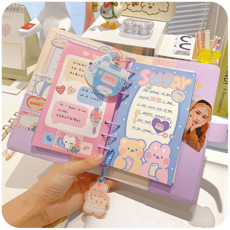 Handbook Gift Box Set Girl Cute Girl Handbook Material Spree Loose-leaf Girl Cane Notebook