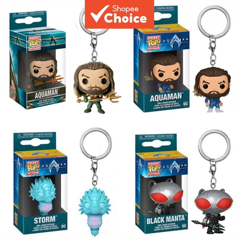 ใหม่ Aquaman กระเป๋ารูปตุ๊กตาอะนิเมะ Trident Aquaman สีดํา Manta Storm พวงกุญแจคอลเลกชันของเล่นสําหร