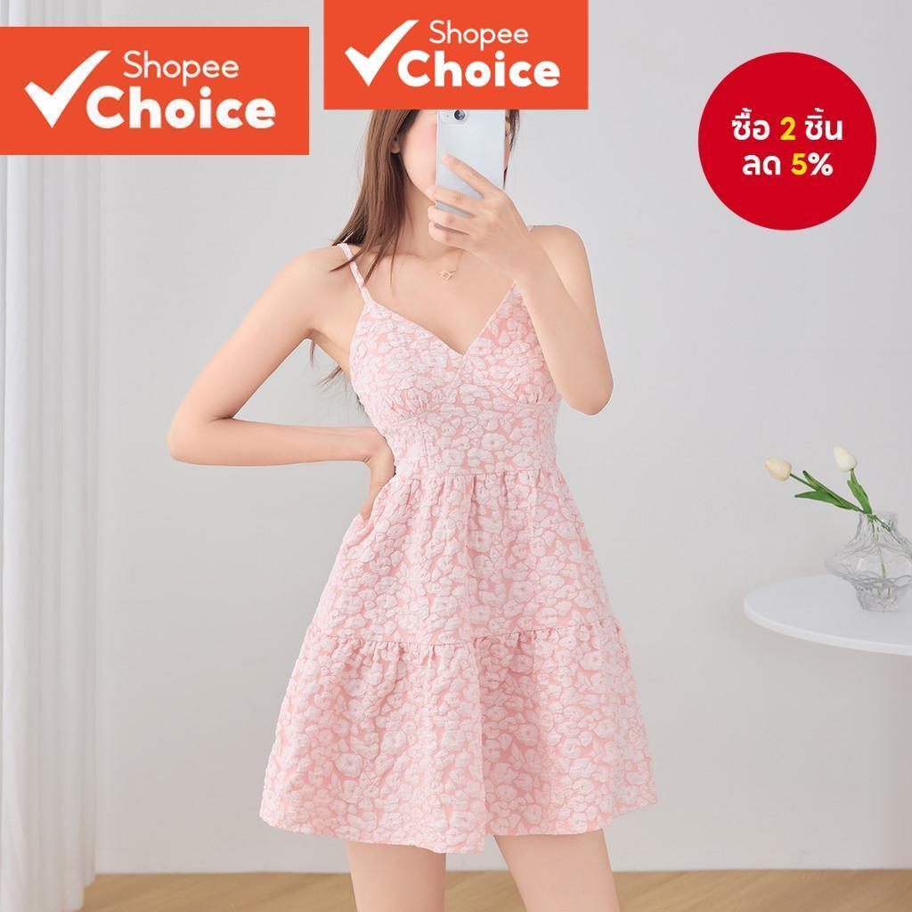 B130-APR25-C-3-เดรสสายเดี่ยวผ้าทอลาย-DRB130TD175