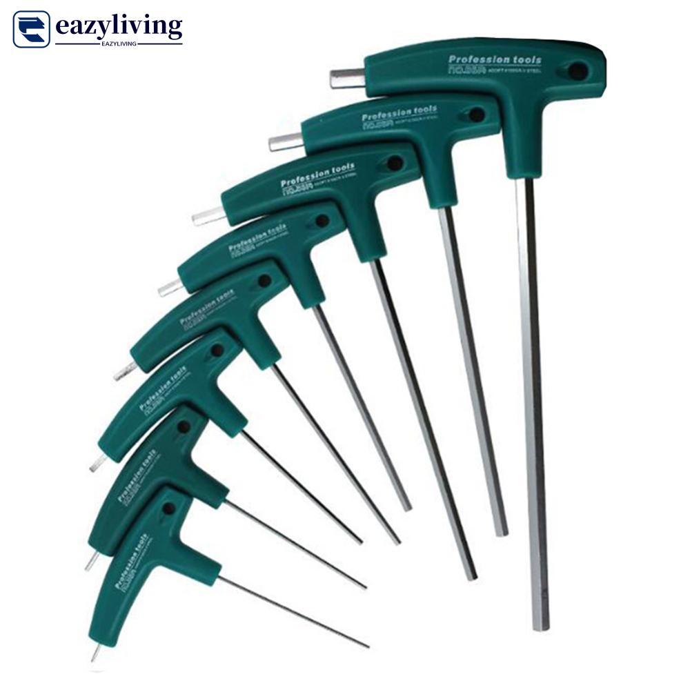 EAZYLIVING 1 ชิ้น T ประเภท Hex Key ชุดประแจอัลเลนหกเหลี่ยมพร้อมที่จับยาง F7I1