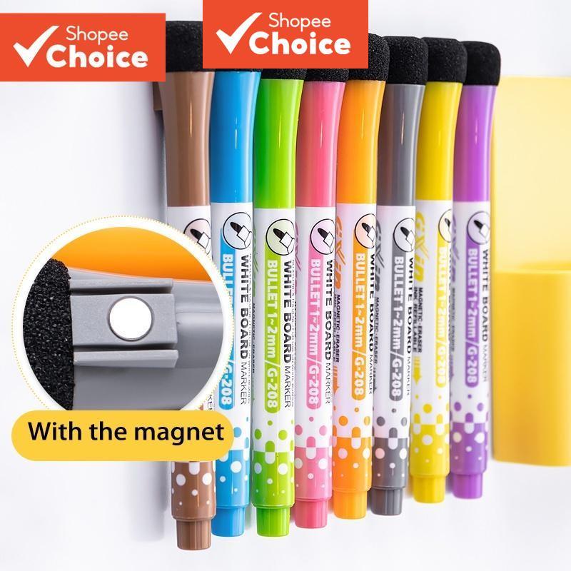 Magnetic Whiteboard Markers 8 ชิ้นปากกาลบแห้งพร้อมยางลบสําหรับเด็กและสํานักงาน