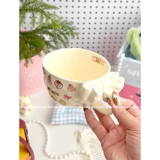 แก้วมัค แก้วกาแฟแก้วคริสต์มาส ลายkittyคริสต์มาส โบว์🎀3D ของขวัญคริสต์มาส วัสดุเซรามิก พร้อมส่ง
