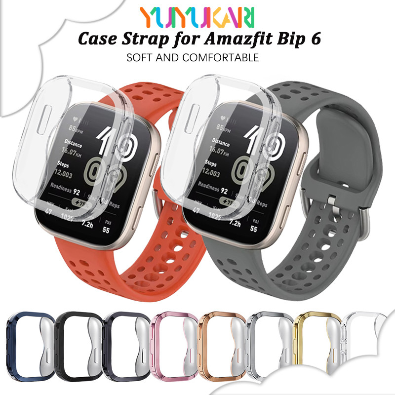 สายรัดซิลิโคนกรณี TPU อ่อนสำหรับ for Smartwatch Amazfit Bip 6 สายยางป้องกัน gores ปกป้องหน้าจอสำหรับ for Amazfit Bip 6
