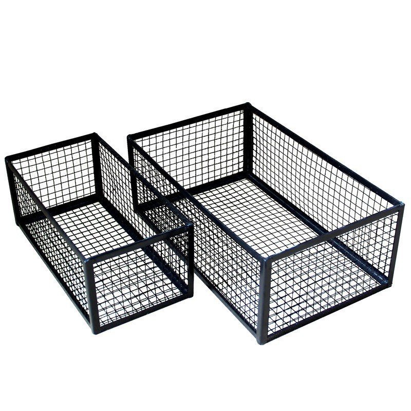 ตารางกรอบสี่เหลี่ยมศิลปะเหล็กขนาดใหญ่กลวง1สัตว์เลี้ยงสีดําสีขาวสก์ท็อปตะกร้าเก็บตะกร้าเหล็กลวดเหล็ก 