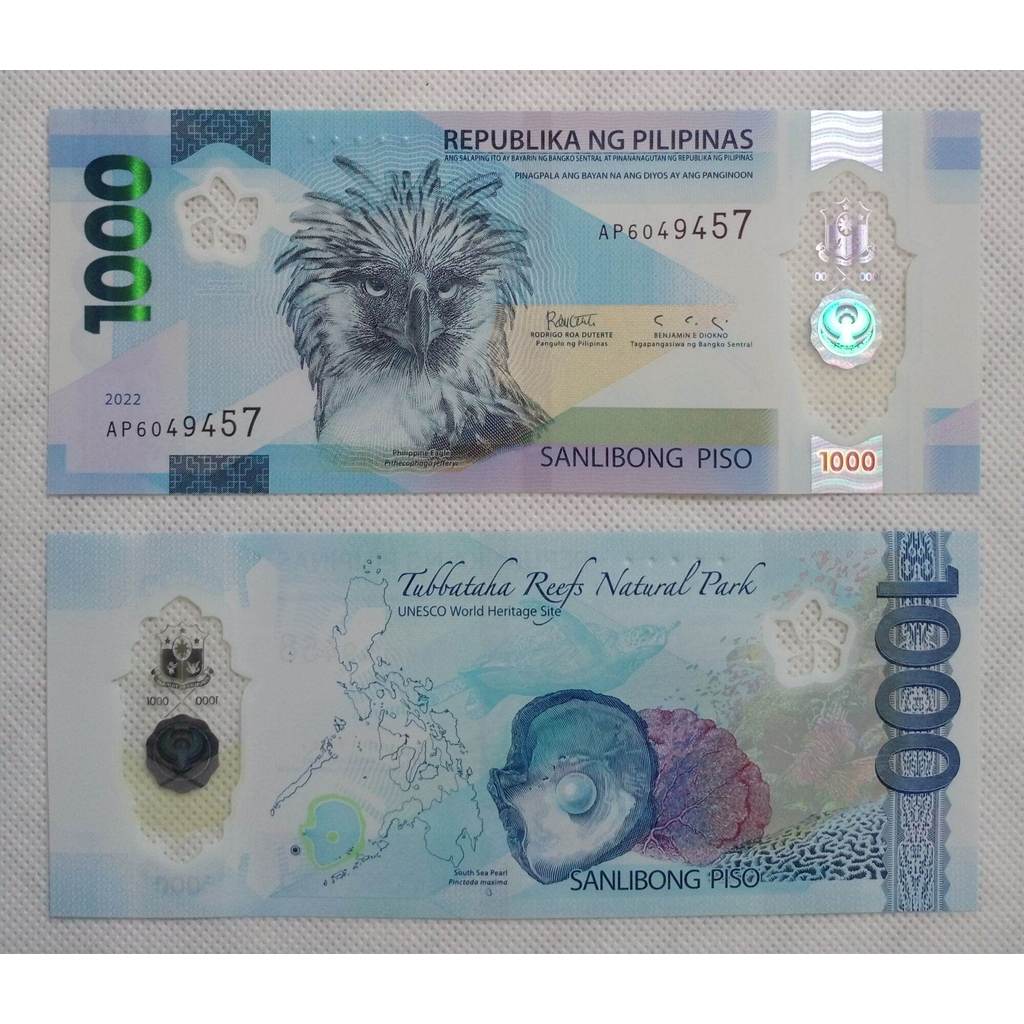 Philippines 1000 piso Polymer 2022 Years (IBNS-2022 Champion ธนบัตร) UNC 1pcs สุ่มหมายเลข