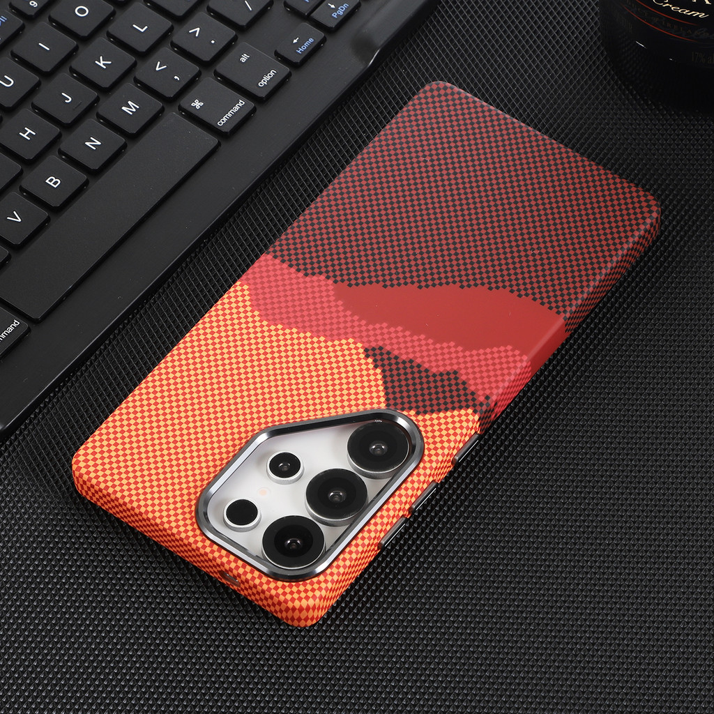 SAMSUNG Kevlar Carbon Fibre Texture เคสโทรศัพท์แม่เหล็กสําหรับSamsung Galaxy A56 S24 Ultra S25 Plus 