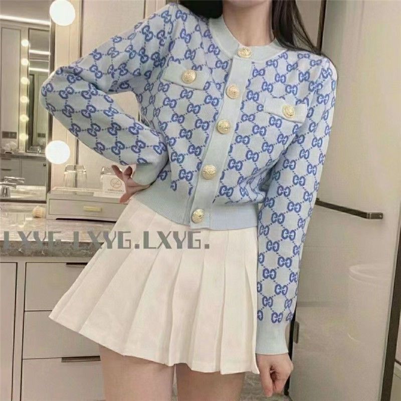 กุชชี่1177 จดหมายรอบคอสบายๆหลวมถักคาร์ดิแกนผู้หญิง