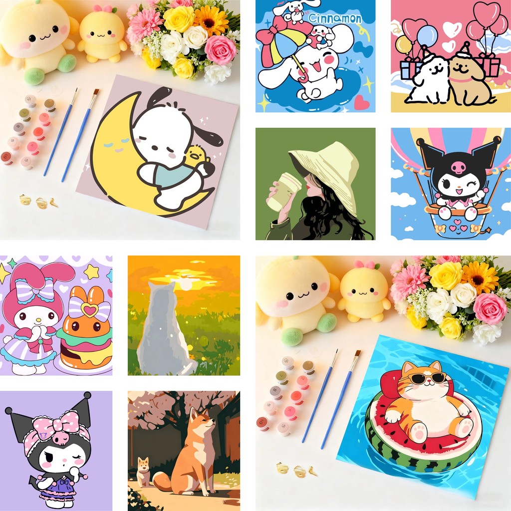 [มีเฟรม] เฟรมระบายสี 20*20cm ระบายสี ภาพวาด paint by number ระบายสีเด็ก ของขวัญเด็ก ศิลปะ ที่ระบายสี ชุดระบายสี ภาพ ราคา ถูกที่สุด ดีลบีเคเค รูปภาพหลัก