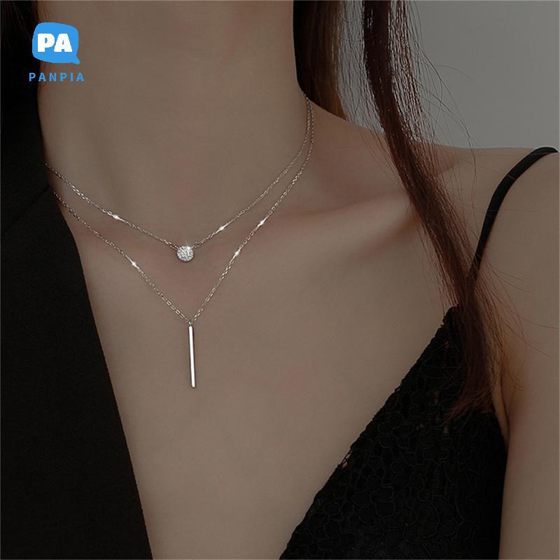 [NBI] สร้อยคอจี้เงินสร้อยคอทรงสี่เหลี่ยมเรขาคณิตแฟชั่นผู้หญิงเรียบง่าย VN