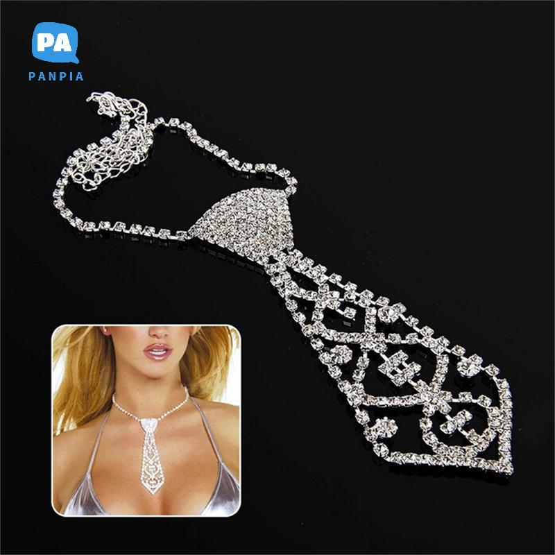 [NBI] สร้อยคอเนคไทคอ Rhinestone Bling เซ็กซี่ที่ยอดเยี่ยมสําหรับงานปาร์ตี้เจ้าสาว VN