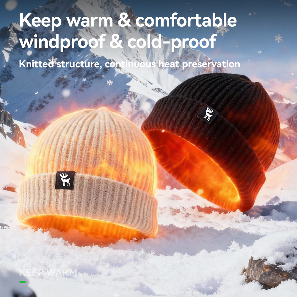 Quature ฤดูหนาวถักหมวก Windproof Warm Elastic น้ําหนักเบาหมวกสวมใส่-resistan สบายขี่จักรยานเล่นสกีเดินป่า Camping หมวก — صورة 4