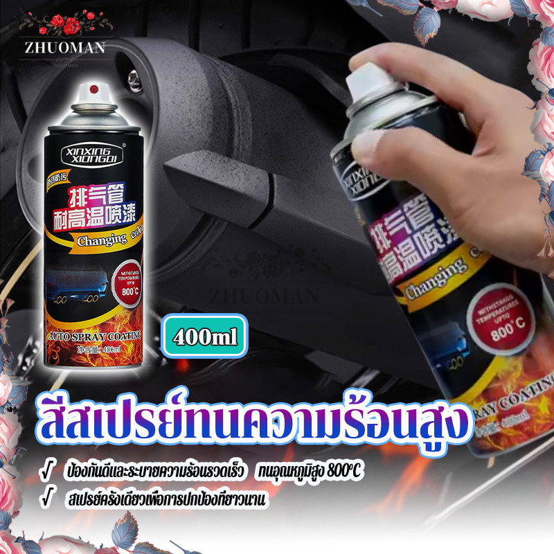 🔥ทนต่ออุณหภูมิสูง 800 ℃🔥สีสเปรย์ทนความร้อนสูง สีสเปรย์พ่นเครื่องยนต์ พ่นปั๊มเบรค 400ML กันน้ำและกันส