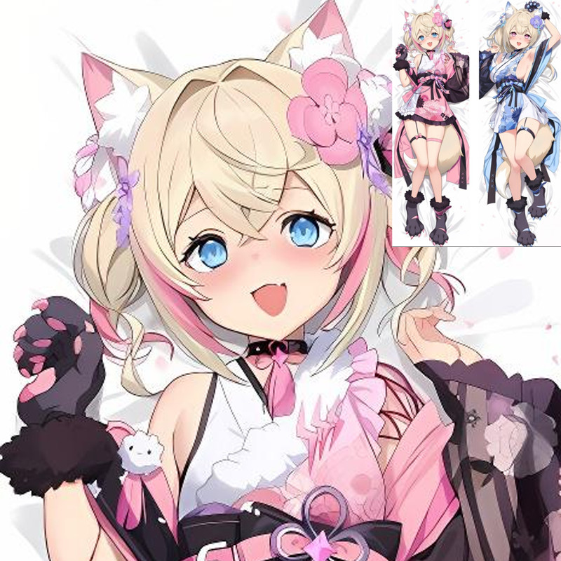 Vtuber Fuwawa Abyssgard คอสเพลย์ปลอกหมอนยาว Dakimakura Cover