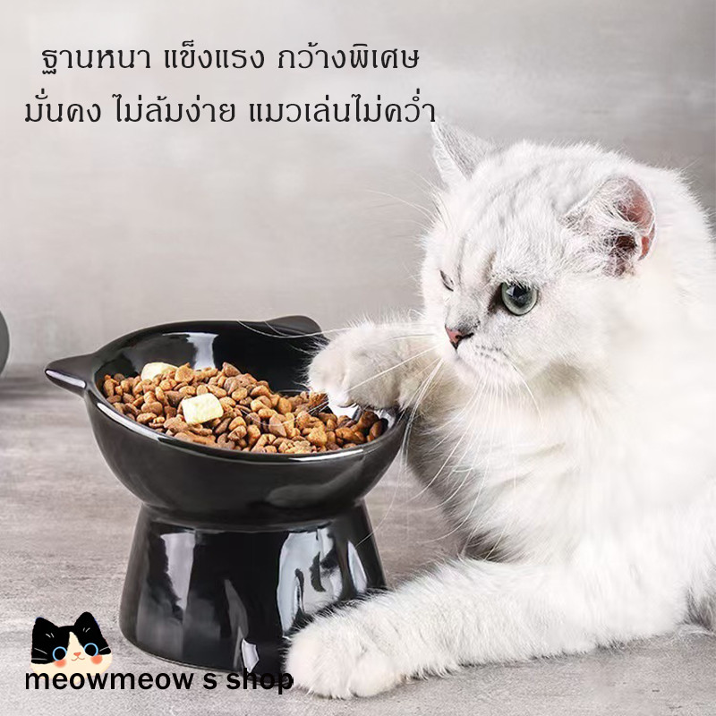 ✨ ชามอาหารแมวความจุใหญ่ ⚡ ส่งของเร็ว ชามสัตว์เลี้ยงแบบเอียง ปกป้องคอ ชามอาหารแมว/ลูกแมว ใส่อาหารเม็ดได้สบาย