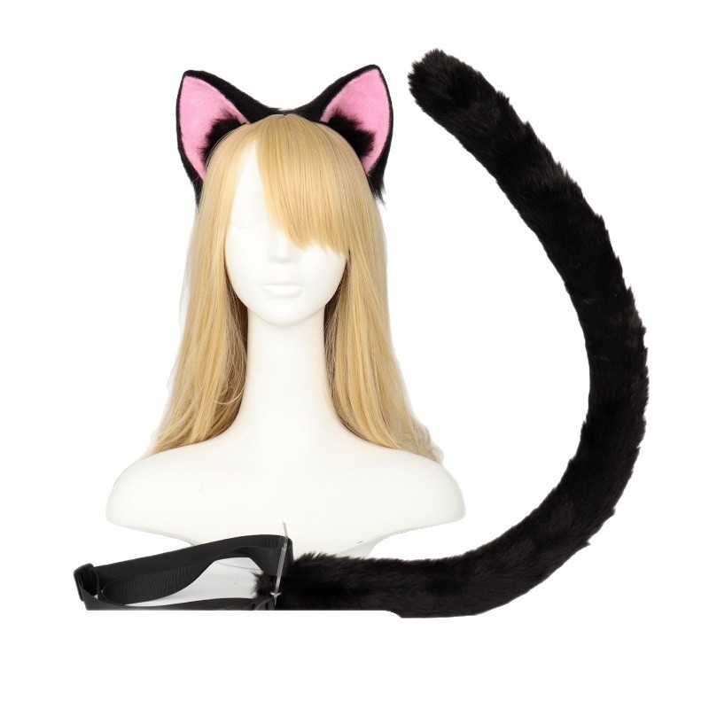 Simulation Animal Ears Cardcaptor Sakura Black Cat Cos Cat Ear Cat Tail Set Cosplay Beast Tail Lolit