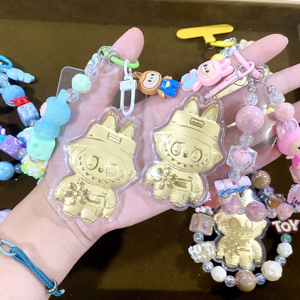 Water Shell Pure Gold 999 Mobile Phone Chain Cartoon Labu Cloth Gold Keychain Rope Bag Hanging Chain