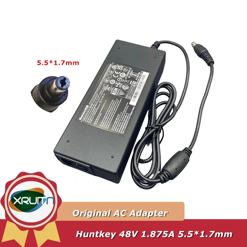 Original OEM Huntkey HKA09048019-027 48V 1.875A 90W AC Adapter Charger สําหรับ Hikvision 8CH PoE 4K 