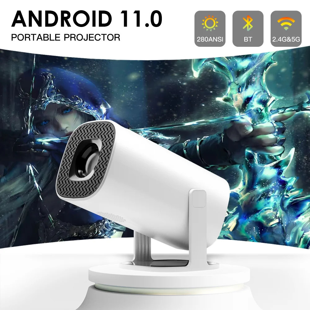 P30 สมาร์ทมินิโปรเจคเตอร์ Android 11 WiFi6 สนับสนุน 4K 1080P BT5.0 โปรเจคเตอร์ 1208*720P Home Cinema