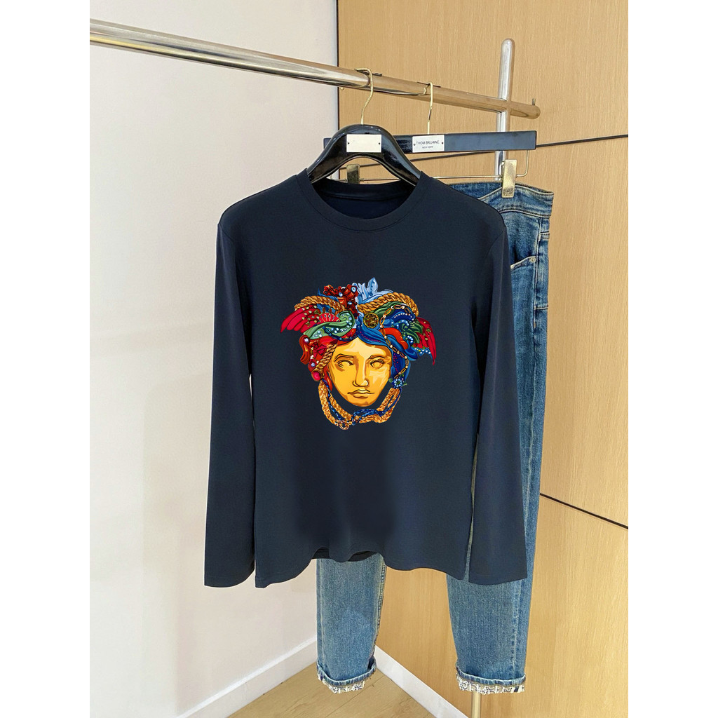 เวอร์ซาเช่ เสื้อยืดพิมพ์ลาย ธุรกิจ คู่ สไตล์ญี่ปุ่น ลําลอง