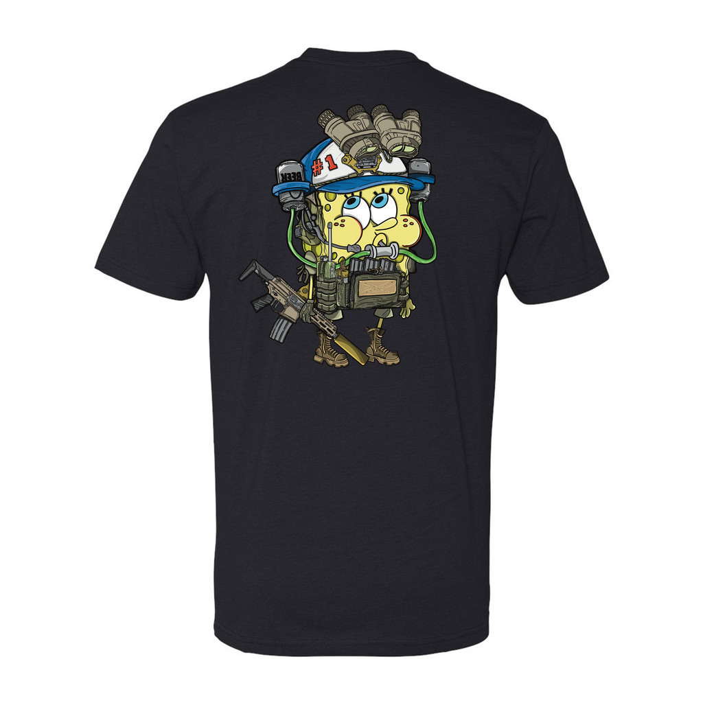 เสื้อยืด Tactical SpongeBob พิมพ์ลายสพันจ์บ็อบสไตล์ทหาร S-5XL Unisex