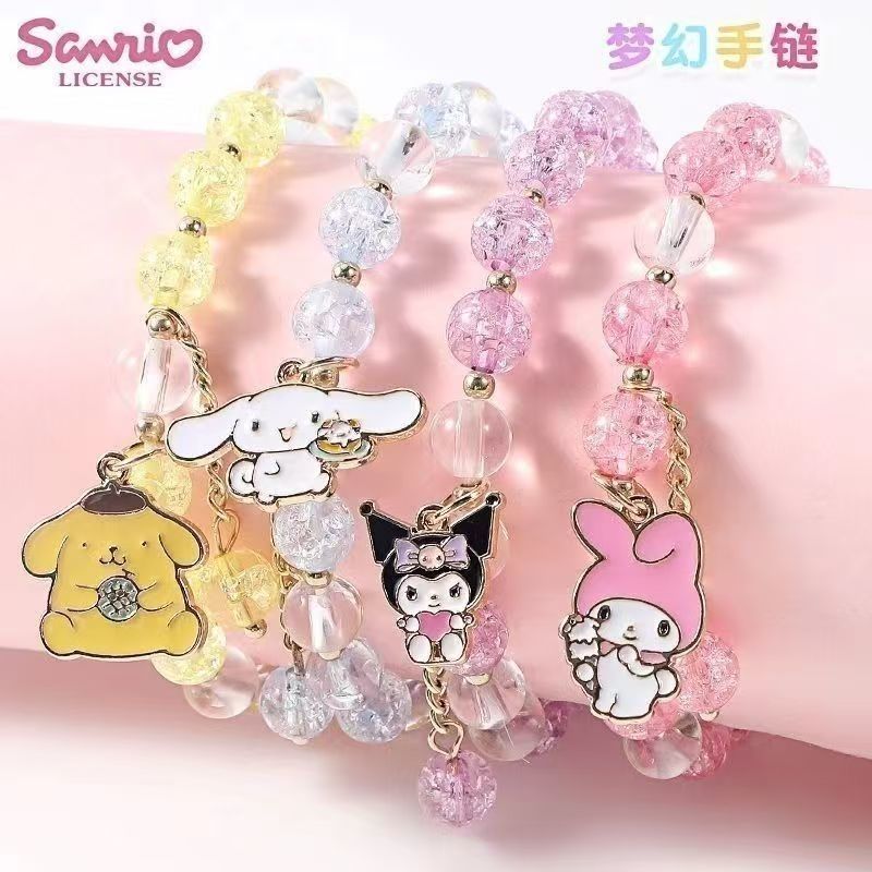 SANRIO ซานริโอ คุโรมิ ทํานอง สร้อยข้อมือลูกปัดอุปกรณ์ทํามือเด็กอินเทรนด์เล่นร้านค้าทางวัฒนธรรมและสร้างสรรค์ขายส่งของเล่นร้อน