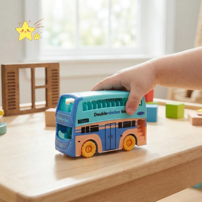 [JBTH] สีสัน Mini Double Bus ของเล่นสําหรับตุ๊กตาเด็กเล่นรถชุดการศึกษา Creative แกล้งเล่น [JB]