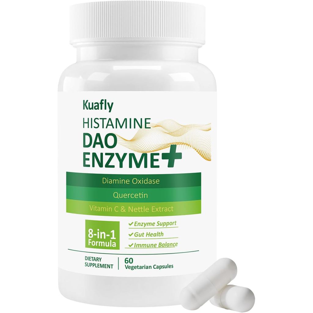 DAO Supplements Histamine Blocker – DAO Enzyme + Diamine Oxidase & Quercetin, Immortelle, Vitamin C for Gut Health and Food Support 60 Capsules