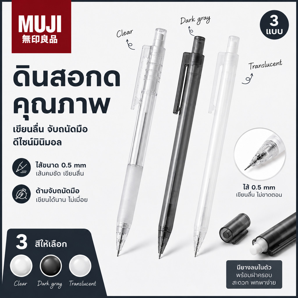 ดินสอกด MUJI ขนาด 0.5 MM
