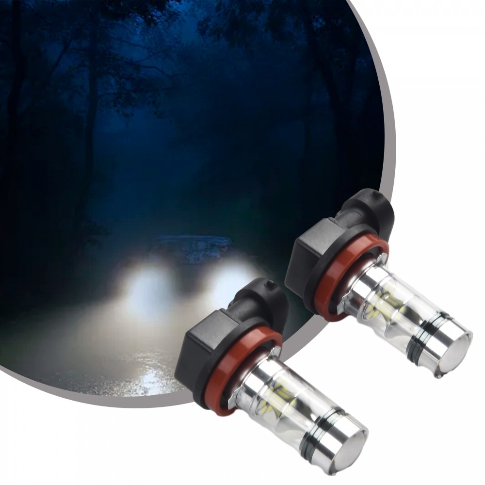 หลอดไฟรถยนต์ H11 H8 2323 Super Bright 12V - 24V สีขาว 6000K -6500K 60W 2 ชิ้น