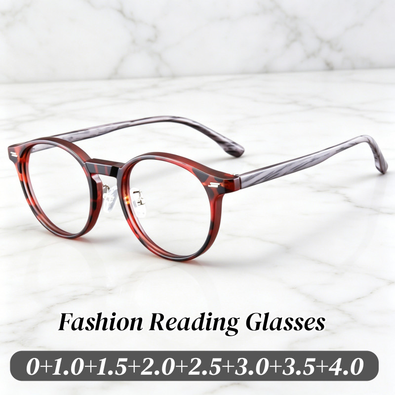 2026 ใหม่ Vintage รอบกรอบแว่นตาอ่านหนังสือ Unisex Ultra-Lightweight แฟชั่นแว่นตาอ่านหนังสือ Prescrip
