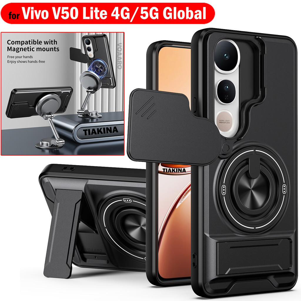 หมุนสไลด์เลนส์ Funda สําหรับ Vivo V50 Lite 5G Global Case แหวนแม่เหล็กสําหรับ Vivo V50 Lite 4G Globa