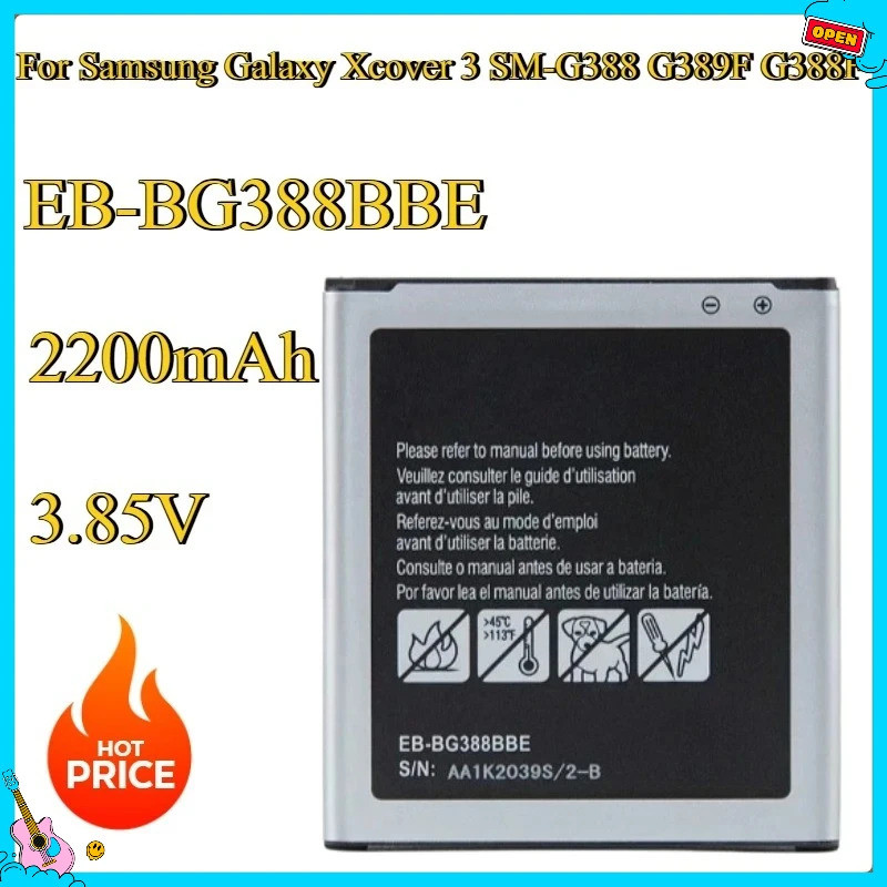 ใหม่ EB-BG388BBE เปลี่ยนแบตเตอรี่ 3.85V 2200mAh สําหรับ Samsung Galaxy Xcover 3 SM-G388 G389F G388F