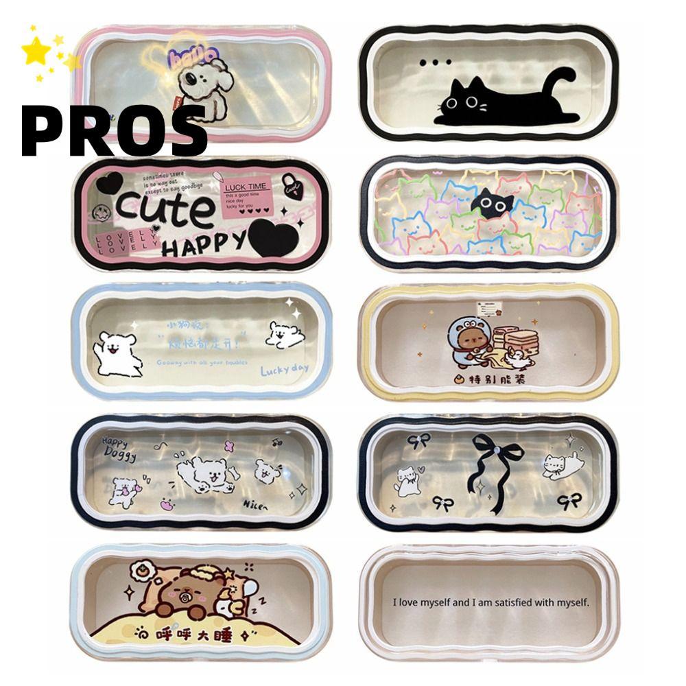 PROS กล่องเก็บแว่นกันแดด, การ์ตูนสัตว์แว่นตาลูกสุนัขพลาสติก, ของขวัญป้องกันแว่นตาแบบพกพาโปร่งใสที่มองเห็นได้ที่สร้างสรรค์