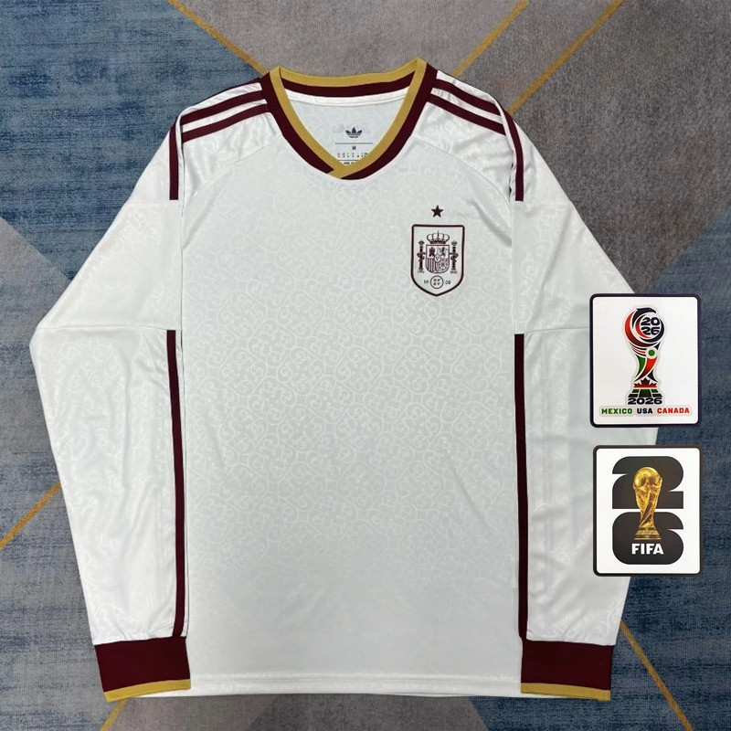 2026/27 Spain Away Fan Version เสื้อฟุตบอลแขนยาว (Sizes S–2XL)