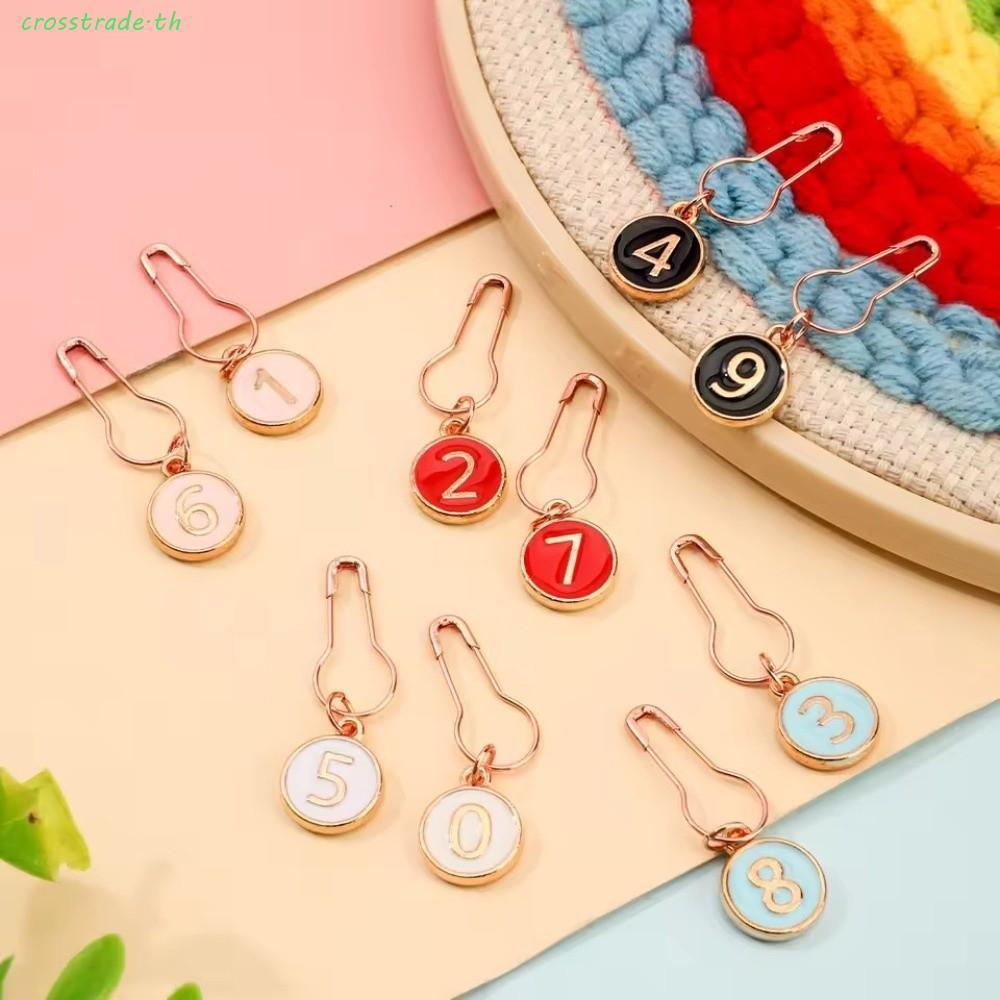 CROSSTRADE 10 ชิ้น/แพ็คเสื้อกันหนาว Counter Mark, ขนาดเล็ก Anti-Unlock หัวเข็มขัดโครเชต์ล็อค Stitch Markers, DIY เคลือบ Charm Gourd รูปร่างจํานวนเครื่องหมายถักเครื่องมือเย็บผ้า