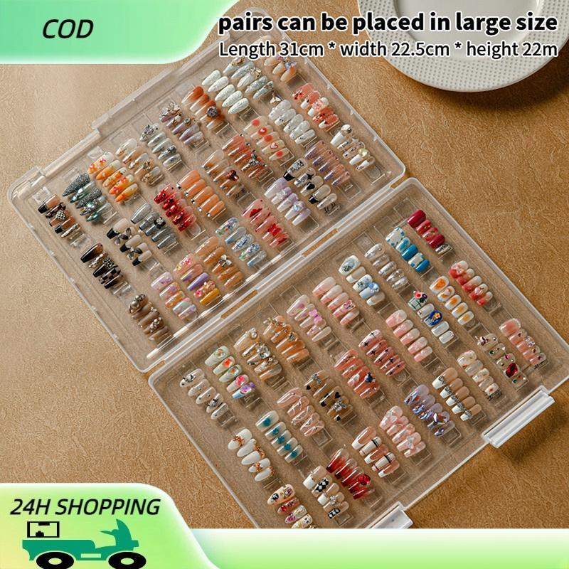 COD กระดานแสดงปลายเล็บพลาสติกใส1ชิ้นที่วางแสดงเล็บปลอมอุปกรณ์ทำเล็บ