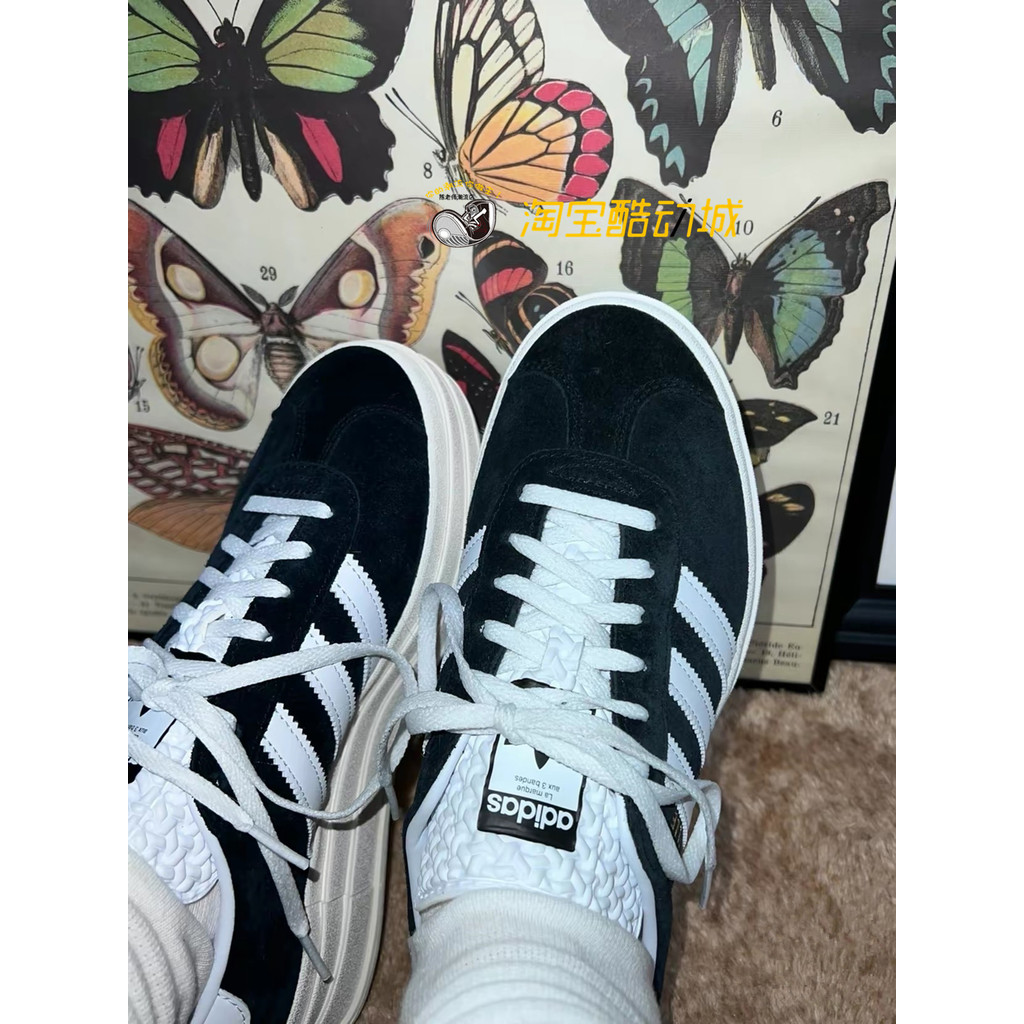 Adidas Gazelle Bold ผู้หญิงหนา Soled เพิ่มความสูงสีดําสีขาวสีเทาสีขาวไวน์แดง Retro รองเท้าผ้าใบ HQ69