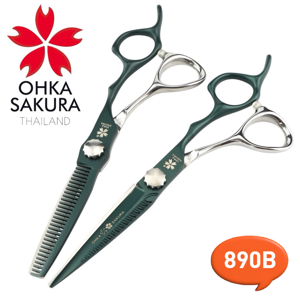 OHKA SAKURA กรรไกรตัดผมซากุระขนาด6นิ้ว 1คู่ ❗️ แถมฟรีกระเป๋า และอุปกรณ์เสริม ❗️