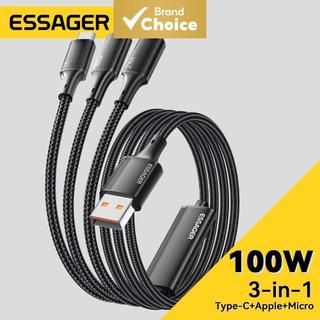 สายชาร์จเร็ว Essager Type C Micro Ios 3 In 1 สําหรับ Huawei Samsung 7A 100W
