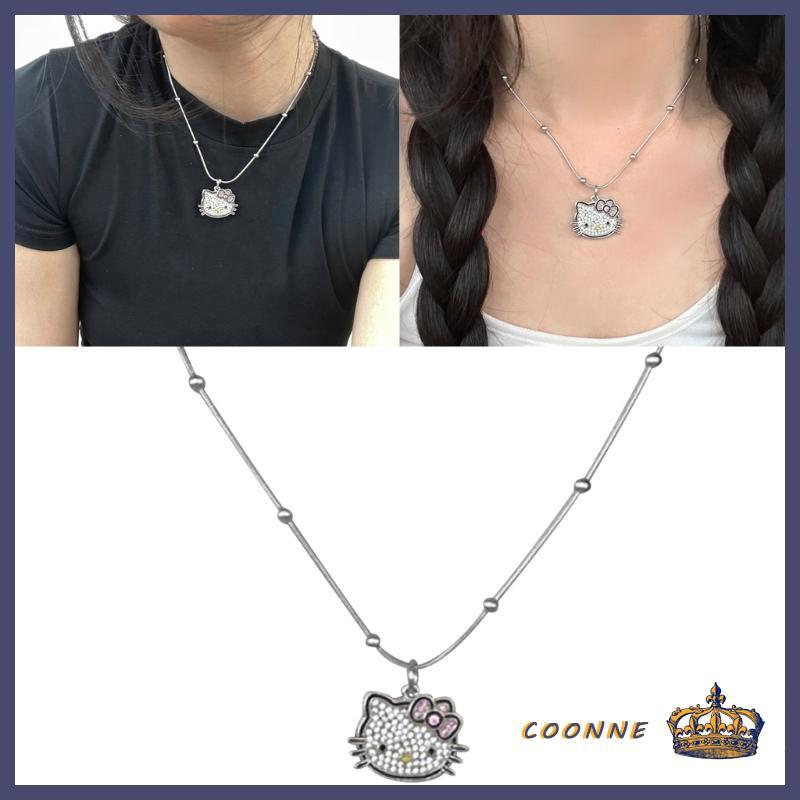 Coonn DIY ลูกปัดโซ่แมวสร้อยคอChokerแมวน่ารักCharm Clavicle Chainสําหรับผู้หญิงEgirls Kittyแมวจี้สร้อ