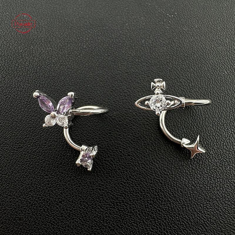 Parade 1PCS S-รูปผีเสื้อ Saturn Surround Planet เกลียวหูกระดูกเล็บสําหรับผู้หญิงหูกระดูกแหวนต่างหูอุ