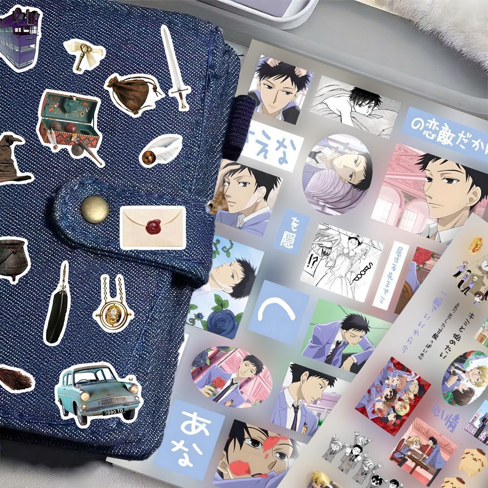 Ouran High School Host Club อะนิเมะสติกเกอร์ Fujioka Haruhi Suou Tamaki สติกเกอร์เครื่องเขียนนักเรียนน่ารักแล็ปท็อปเคสโทรศัพท์ตกแต่ง
