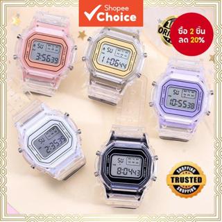 นาฬิกาสปอร์ตทรงสี่เหลี่ยมโปร่งใสอิเล็กทรอนิกส์ อิน สไตล์อินเ…
